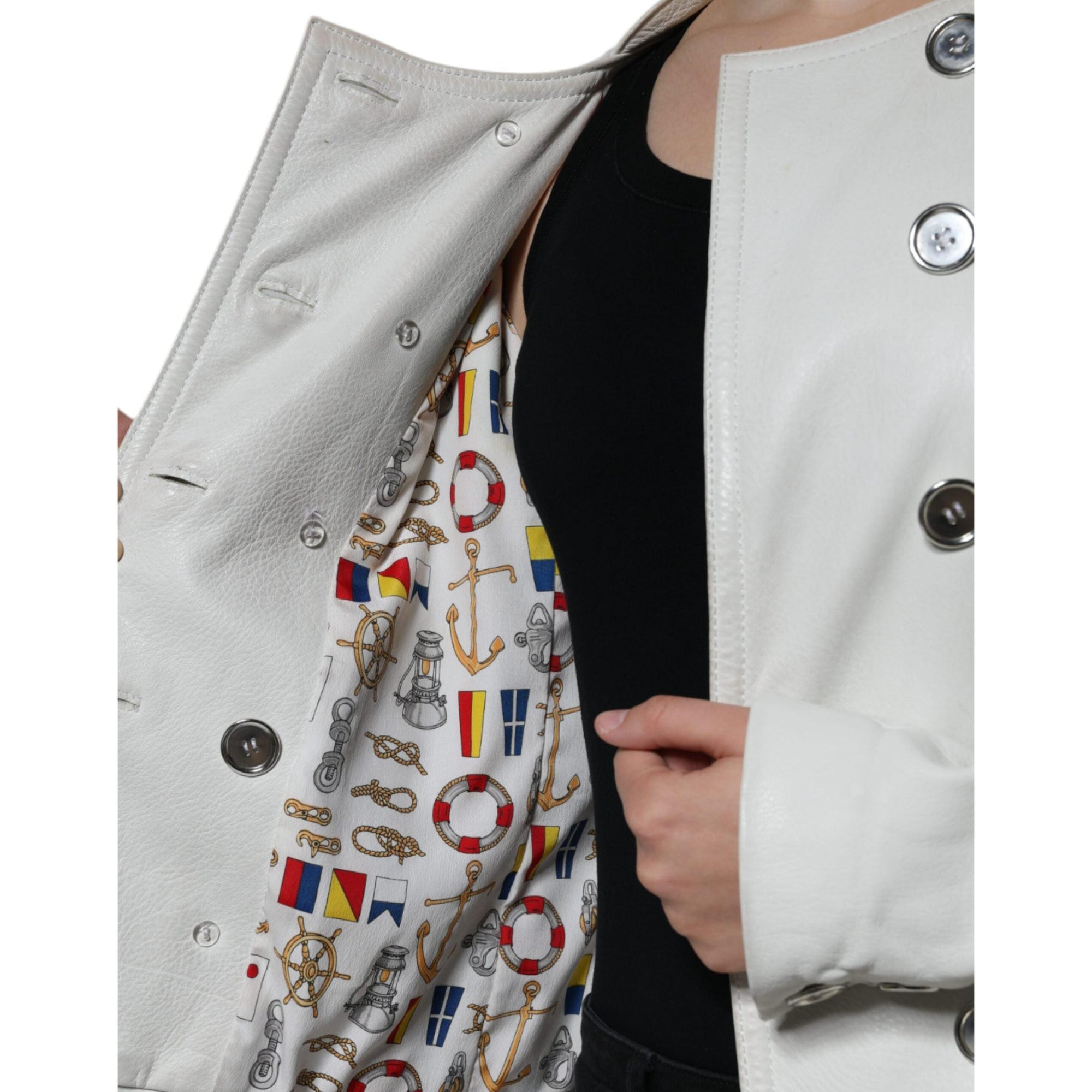 Dolce &amp; Gabbana White Double Breasted Blazer Coat Jacket