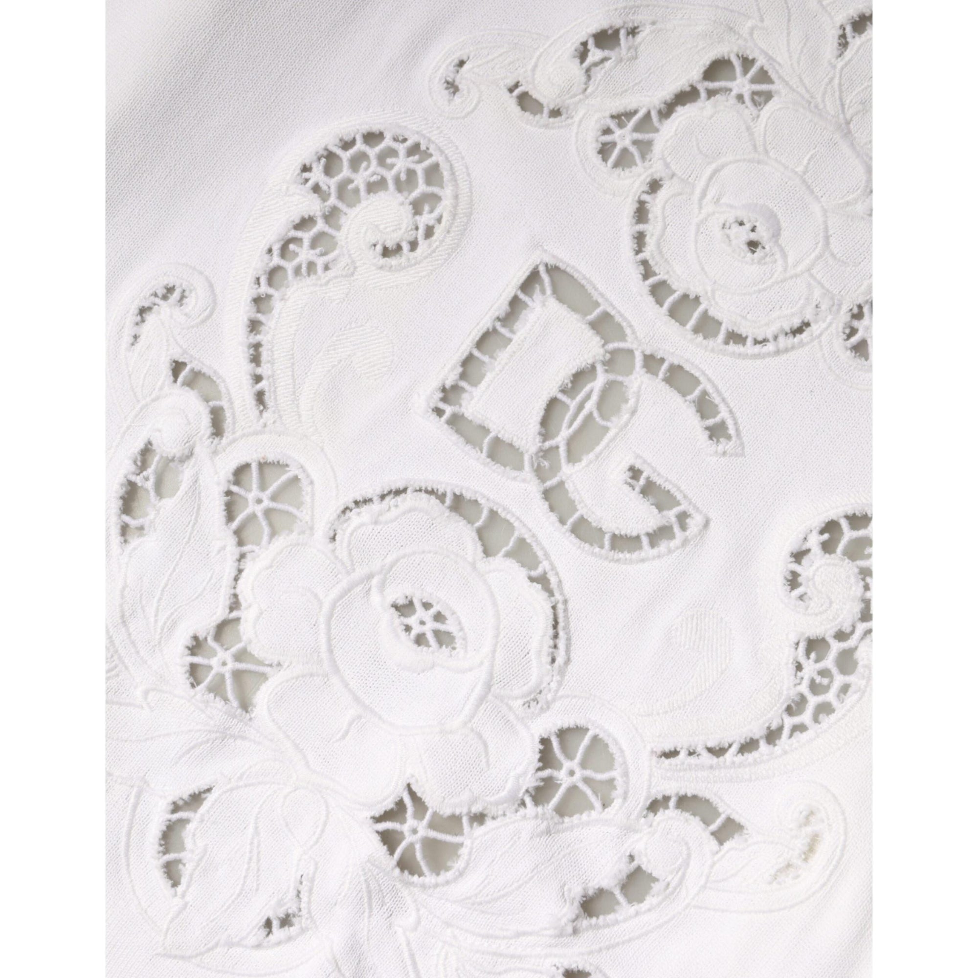 Dolce &amp; Gabbana White Viscose Floral Cut Out Cardigan Sweater