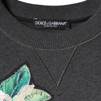 Dolce & Gabbana Gray Hydrangea CollegeStudded Floral Sweater