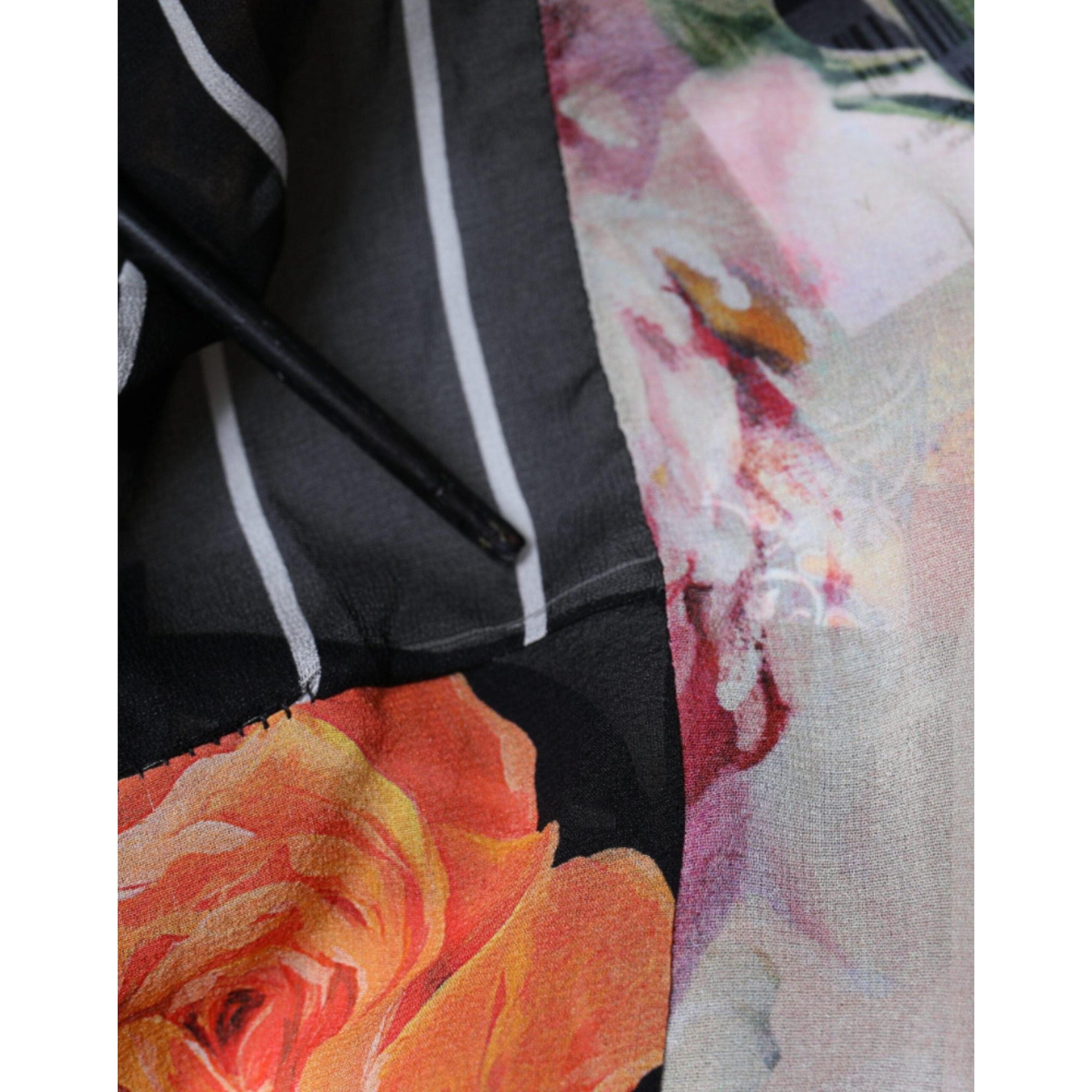 Dolce &amp; Gabbana Multicolor Patchwork Silk Collared Blouse Top