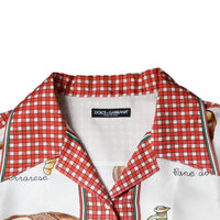 Dolce & Gabbana Multicolor Bread Print Collared Blouse Top