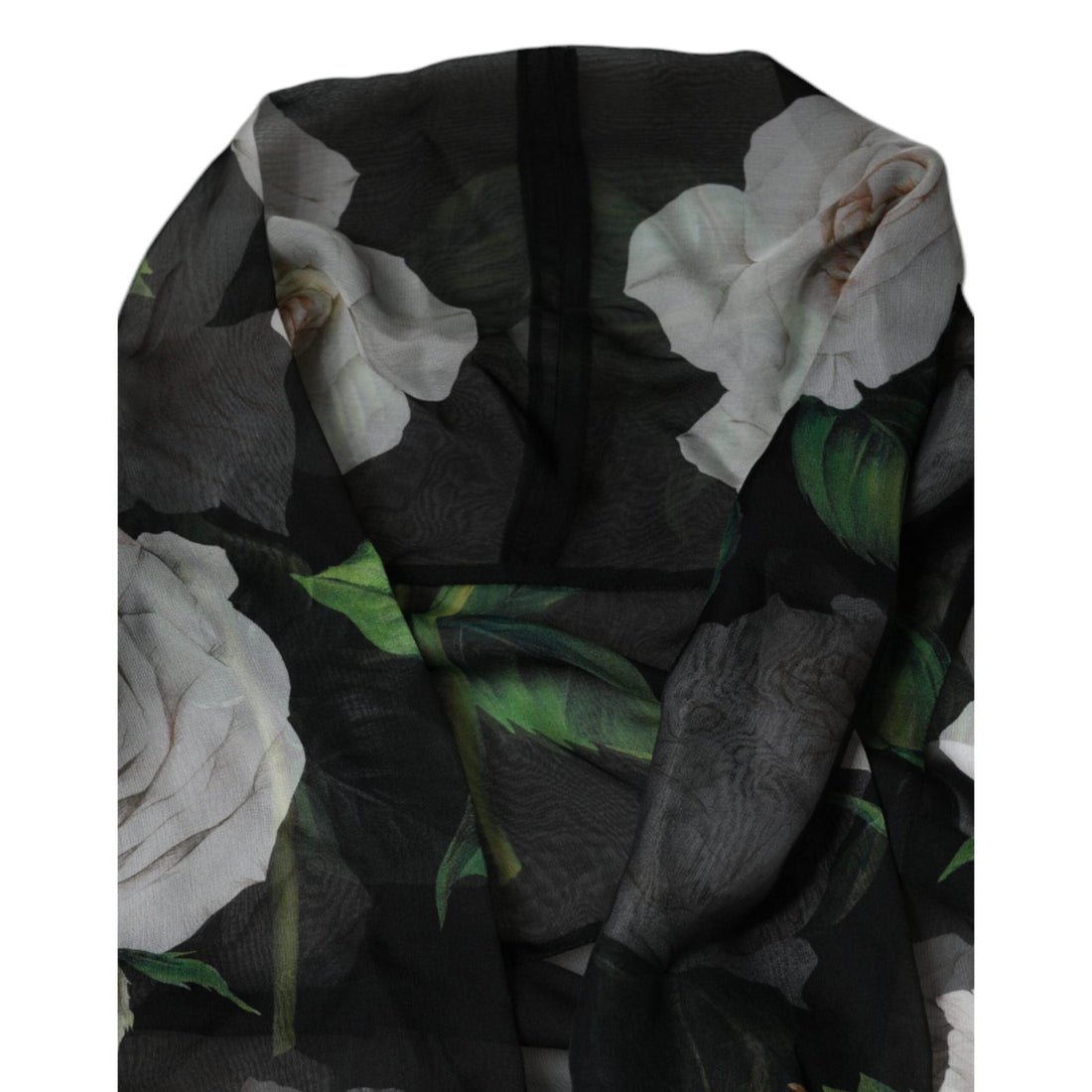 Dolce & Gabbana Black Floral Print Silk Cardigan Blouse Top