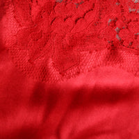 Dolce & Gabbana Red Satin Lace Trim Round Neck Blouse Top