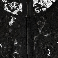 Dolce & Gabbana Black Floral Lace See Through Long Sleeve Top