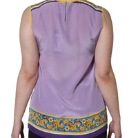 Dolce & Gabbana Purple Silk Caponata Siciliana Print Tank Top