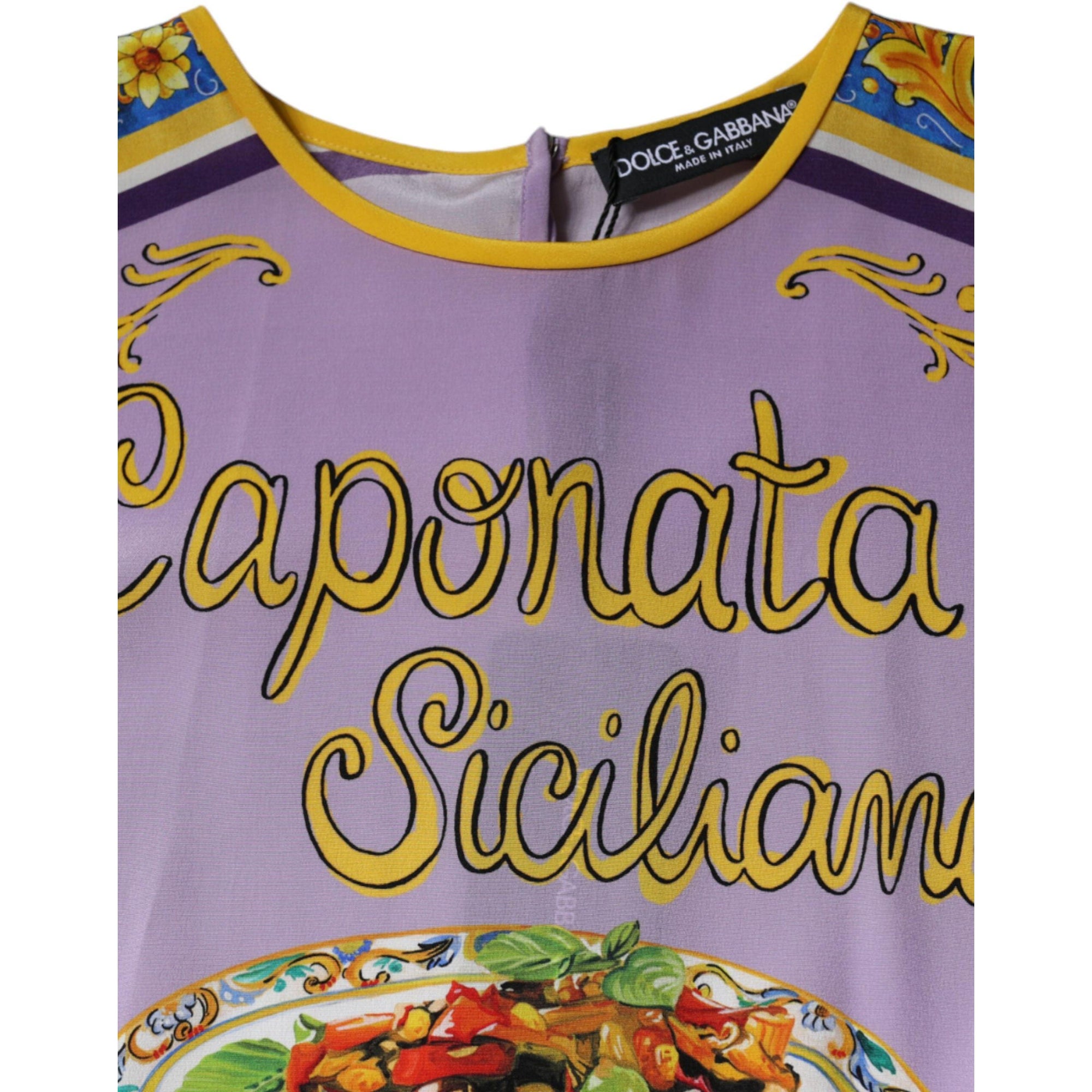 Dolce &amp; Gabbana Purple Silk Caponata Siciliana Print Tank Top