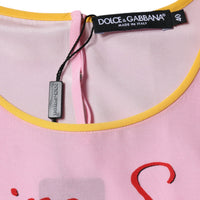 Dolce & Gabbana Pink Silk Araneine Siciliana Print Short Sleeves Top