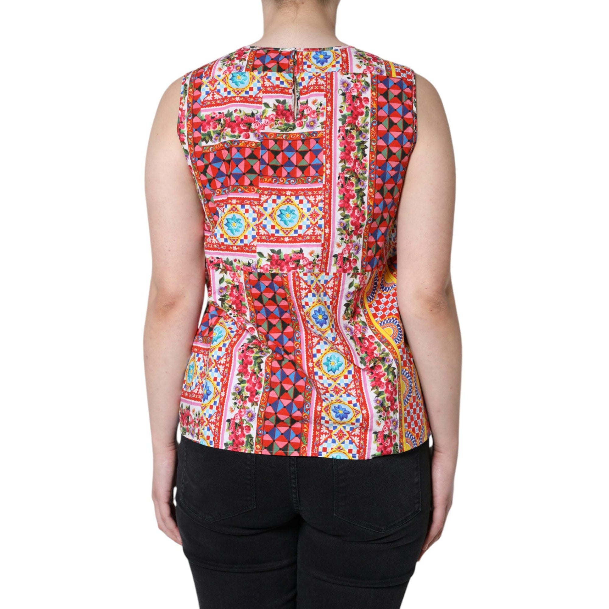 Dolce &amp; Gabbana Multicolor Cotton Carretto Floral Tank Top