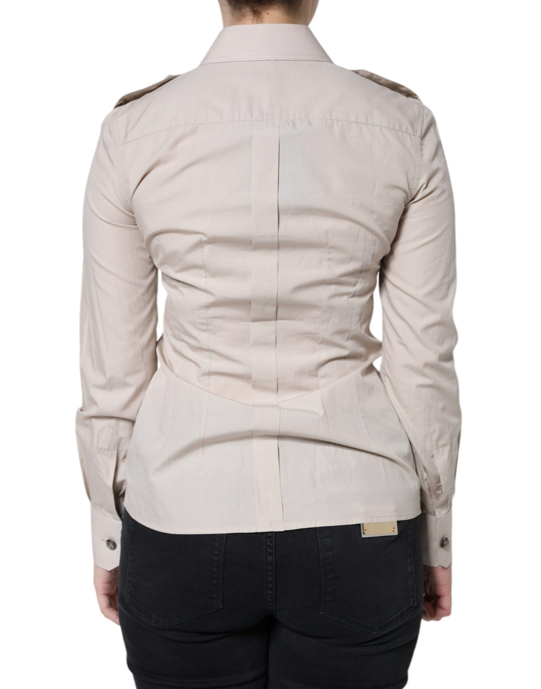 Dolce & Gabbana Beige Cotton Collared Button Down Shirt Top