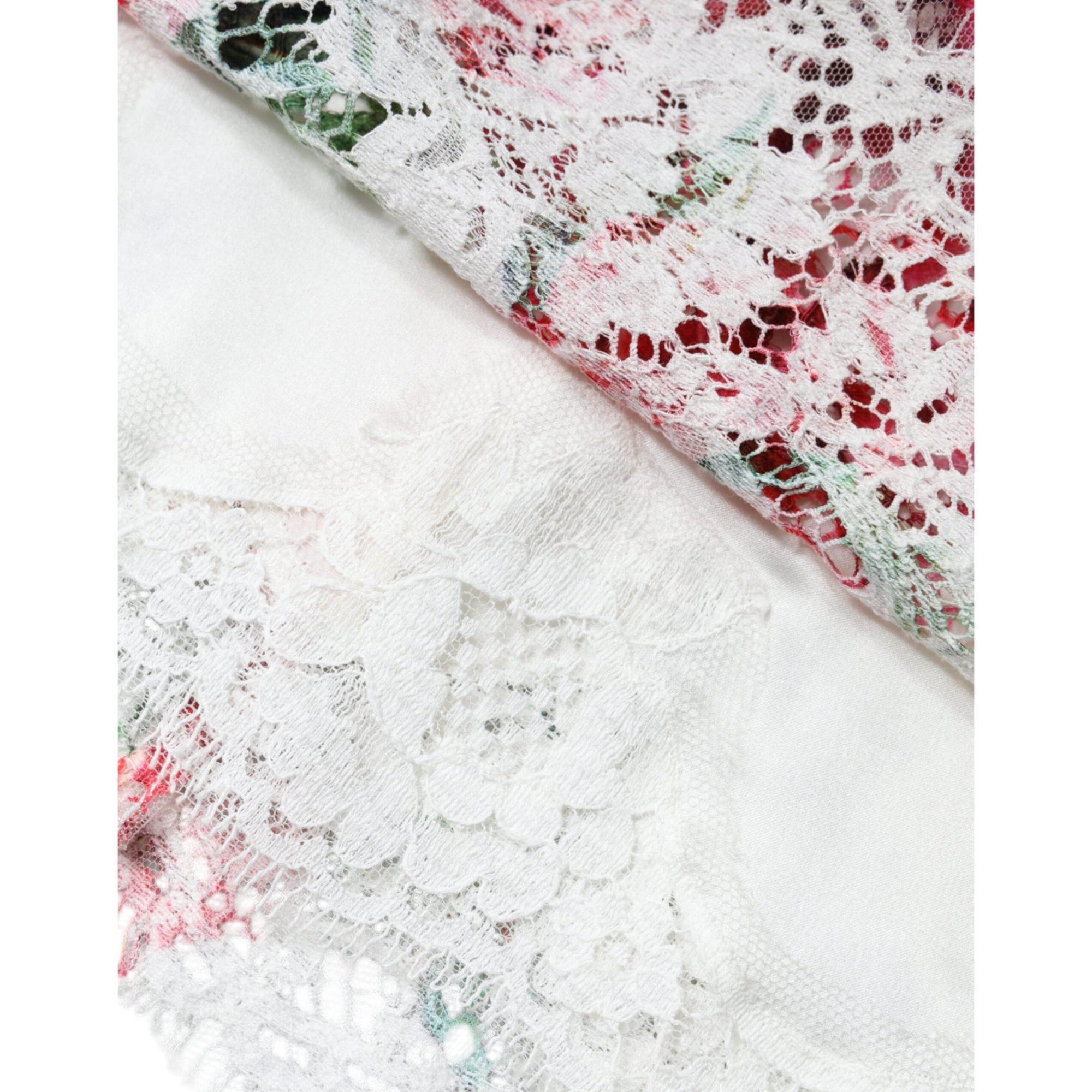 Dolce &amp; Gabbana White Peony Lace Short Sleeves Blouse Top