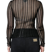 Dolce & Gabbana Black Stripe See Through Long Sleeves Top