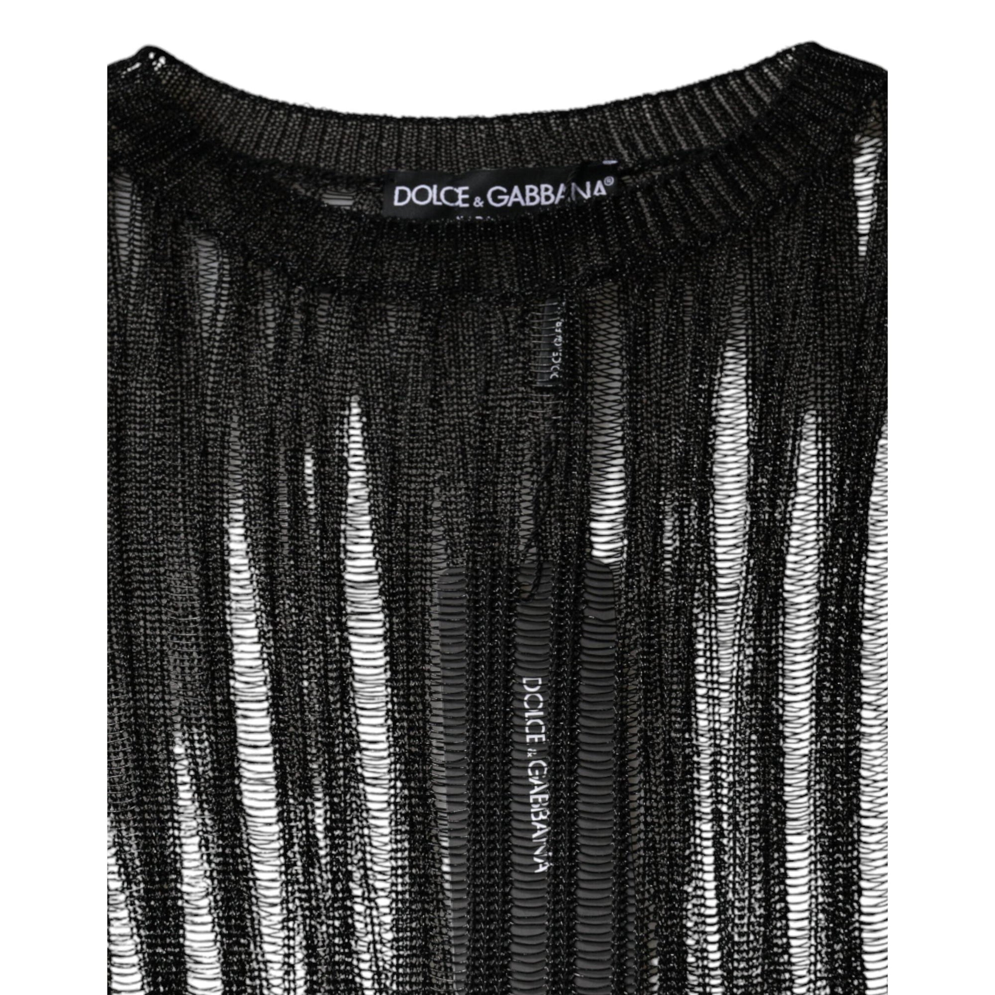 Dolce &amp; Gabbana Black Stripe See Through Long Sleeves Top