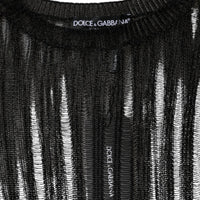 Dolce & Gabbana Black Stripe See Through Long Sleeves Top