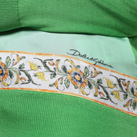 Dolce & Gabbana Green Silk Granita Al Limone Long Sleeves Sweater