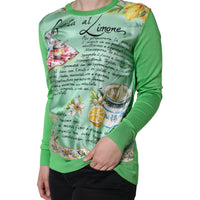 Dolce & Gabbana Green Silk Granita Al Limone Long Sleeves Sweater