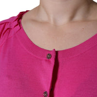 Dolce & Gabbana Pink Wool Button Down Short Sleeve Blouse Top