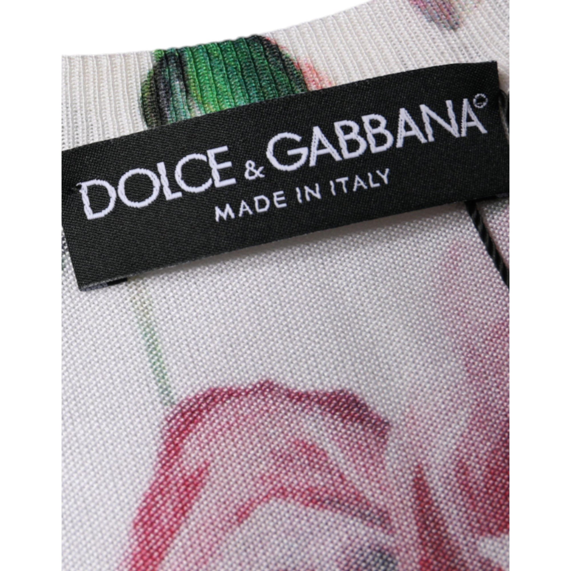 Dolce &amp; Gabbana White Floral Lace Silk Sleeveless Tank Top