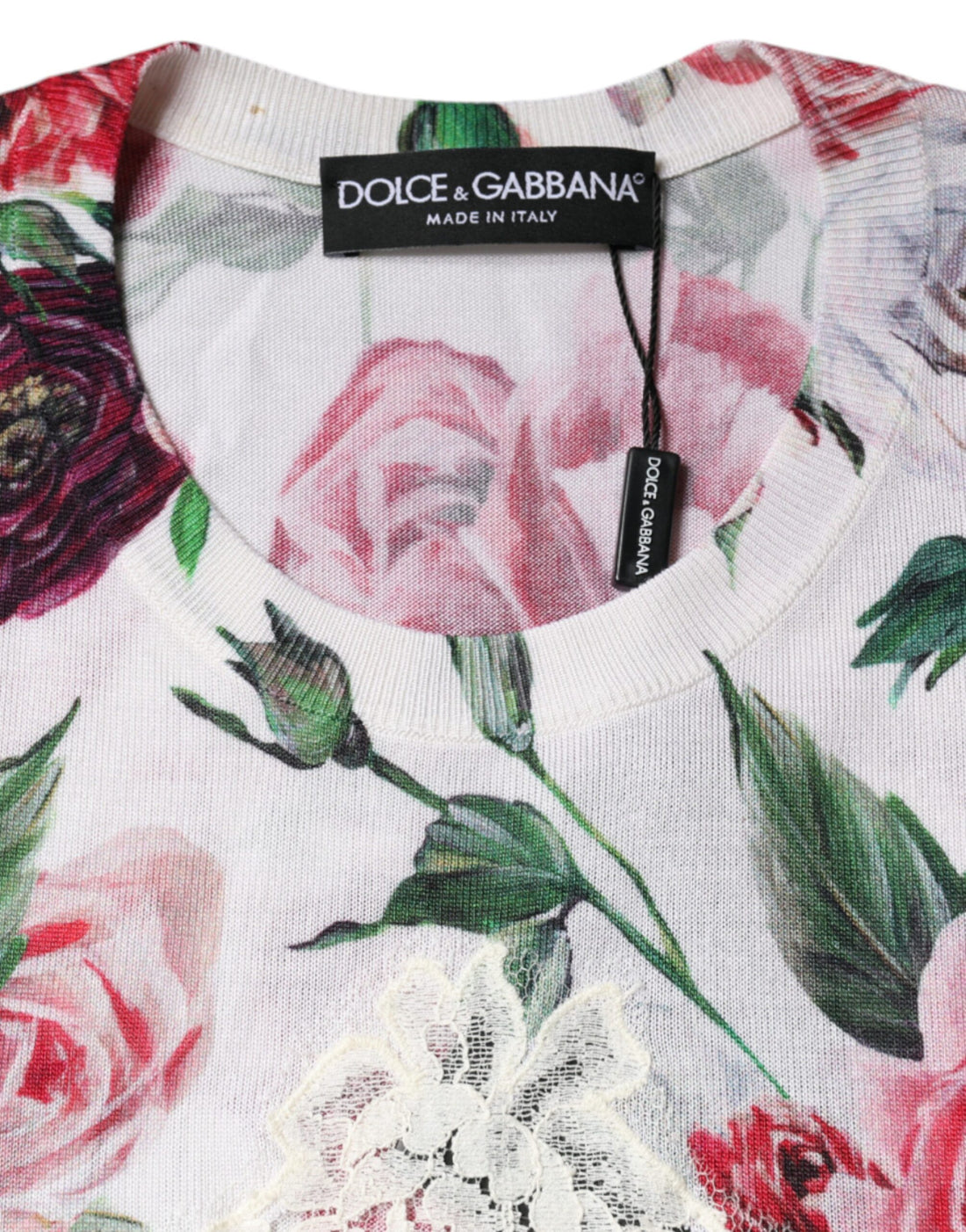 Dolce & Gabbana White Floral Lace Silk Sleeveless Tank Top