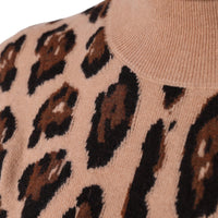 Dolce & Gabbana Beige Leopard Print Wool Turtleneck Top