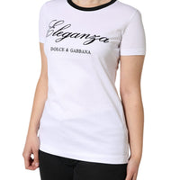 Dolce & Gabbana White Eleganza Print Cotton Short Sleeves T-shirt