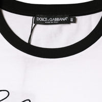 Dolce & Gabbana White Eleganza Print Cotton Short Sleeves T-shirt