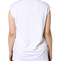 Dolce & Gabbana White Cotton Sleeveless Crew Neck T-shirt