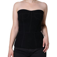 Dolce & Gabbana Black Bustier Sleeveless Corset Blouse Top