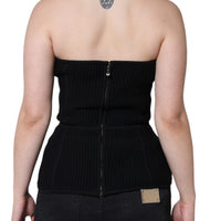 Dolce & Gabbana Black Bustier Sleeveless Corset Blouse Top