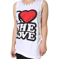 Dolce & Gabbana White I Love The Love Embellished Tank Top