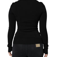 Dolce & Gabbana Black Long Sleeves Blouse Square Neck Top