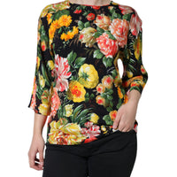 Dolce & Gabbana Multicolor Floral Viscose Round Neck Blouse Top