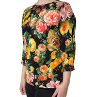 Dolce & Gabbana Multicolor Floral Viscose Round Neck Blouse Top