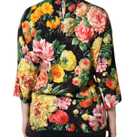 Dolce & Gabbana Multicolor Floral Viscose Round Neck Blouse Top