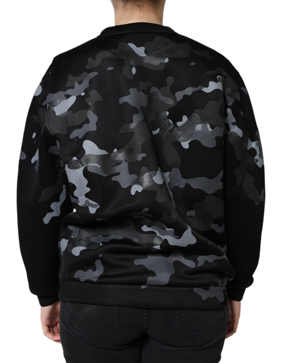 Dolce & Gabbana Black Camouflage Round Neck Sweatshirt Sweater