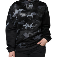 Dolce & Gabbana Black Camouflage Round Neck Sweatshirt Sweater