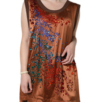 Dolce & Gabbana Brown Crystal Embellished Sleeveless Tank Top