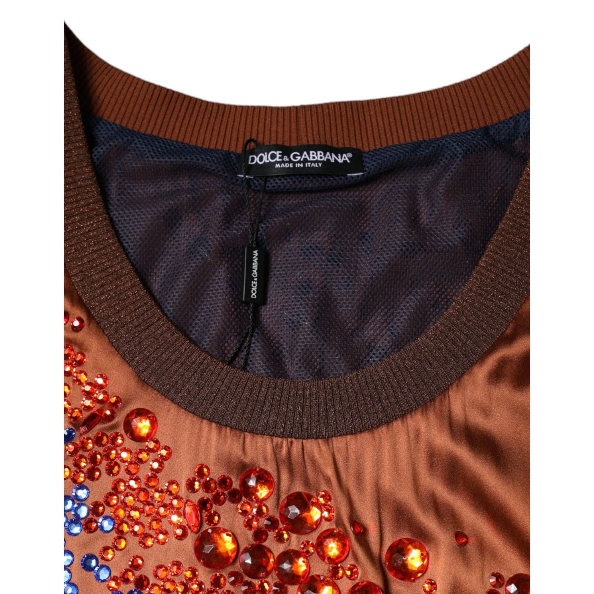 Dolce &amp; Gabbana Brown Crystal Embellished Sleeveless Tank Top