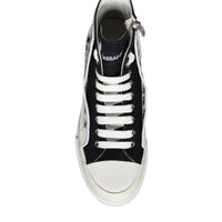 Dolce & Gabbana White Black Canvas Logo Mid Top Sneakers Shoes