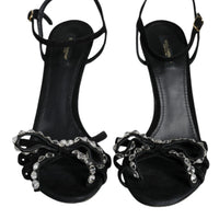 Dolce & Gabbana Black Suede Crystals KEIRA Sandals Shoes