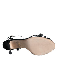 Dolce & Gabbana Black Suede Crystals KEIRA Sandals Shoes