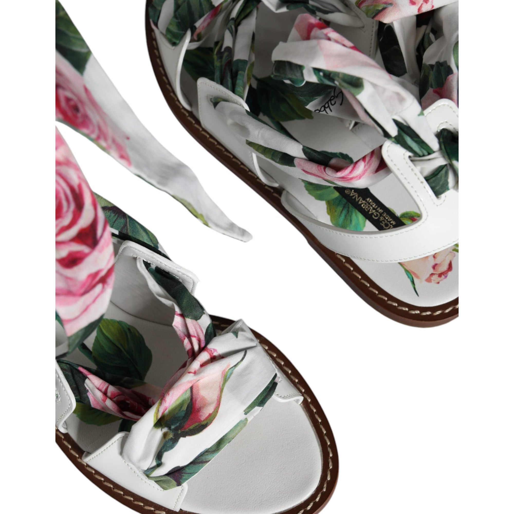 Dolce &amp; Gabbana Multicolor Floral Print Ankle Wrap Sandals Shoes