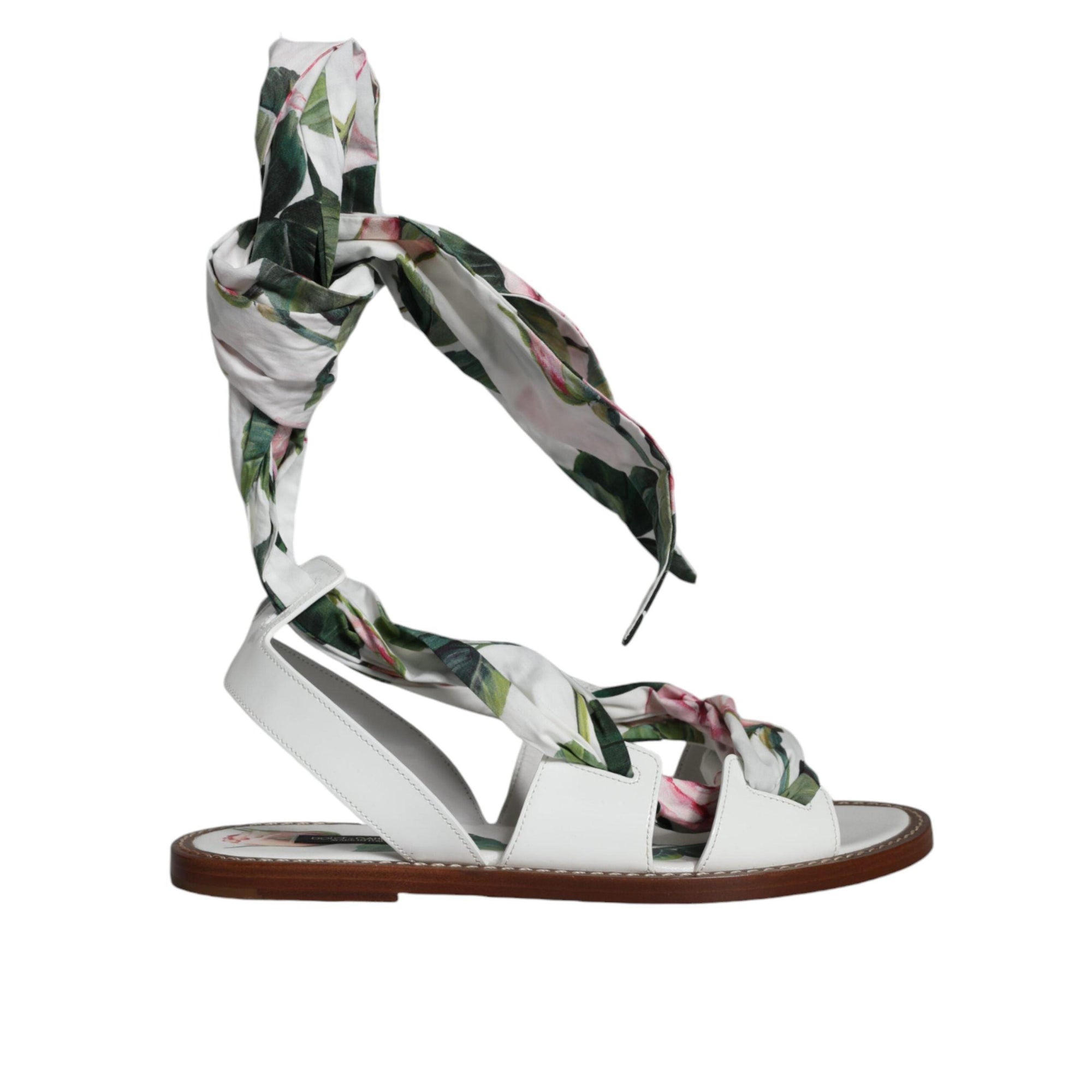 Dolce &amp; Gabbana Multicolor Floral Print Ankle Wrap Sandals Shoes