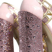 Dolce & Gabbana Pink Strass Crystals T-strap Sandals Shoes