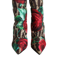 Dolce & Gabbana Multicolor Leopard Rose Mid Calf Boots Shoes