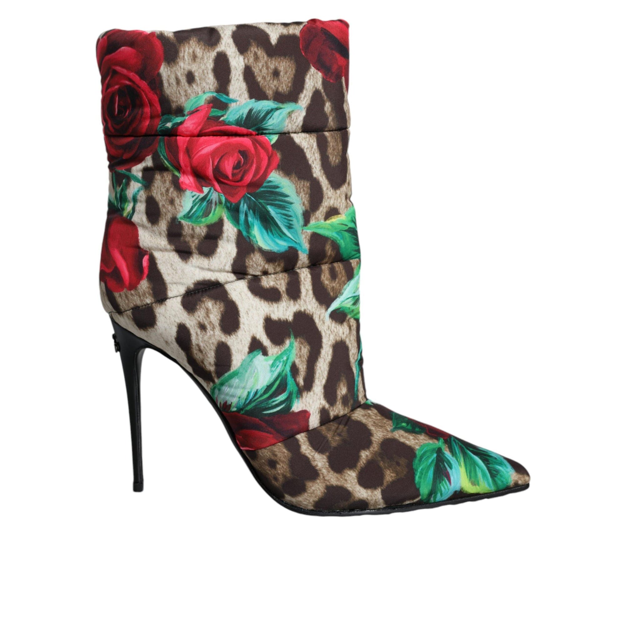 Dolce &amp; Gabbana Multicolor Leopard Rose Mid Calf Boots Shoes
