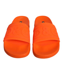 Dolce & Gabbana Orange Rubber Slides Sandals Beachwear Shoes