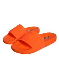 Dolce & Gabbana Orange Rubber Slides Sandals Beachwear Shoes