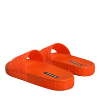 Dolce & Gabbana Orange Rubber Slides Sandals Beachwear Shoes