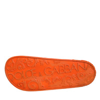 Dolce & Gabbana Orange Rubber Slides Sandals Beachwear Shoes