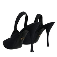 Dolce & Gabbana Black Jersey Stretch Heels Slingback Shoes